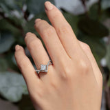 Unique Princess Cut Lab Grown Diamond Engagement Ring