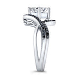 Unique Princess Cut Black Diamond Accent Ring Set