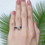 Black Diamond Accent Overlap Moissanite Ring Set