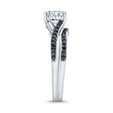 Black Diamond Accent Overlap Moissanite Ring Set
