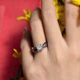 Princess Cut Black Diamond Accent Ring Set