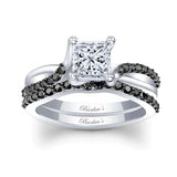 Princess Cut Black Diamond Accent Ring Set