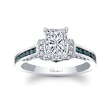 Radiant Cut Blue Diamond Accent Moissanite Ring