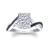 2 Carat Radiant Cut Black Diamond Accent Moissanite Ring