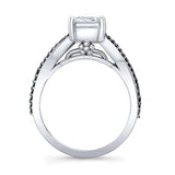 2 Carat Emerald Cut Black Diamond Accent Moissanite Ring
