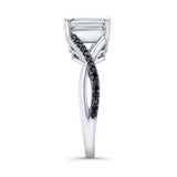 2 Carat Emerald Cut Black Diamond Accent Moissanite Ring