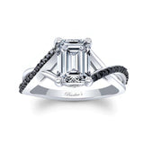 2 Carat Emerald Cut Black Diamond Accent Moissanite Ring
