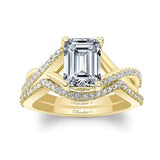 2 Carat Emerald Cut Moissanite Ring Set