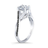 One Carat Oval Moissanite Black Diamond Accent Ring
