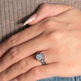 One Carat Oval Moissanite Blue Diamond Accent Bridal Set
