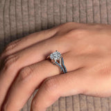 One Carat Oval Moissanite Blue Diamond Accent Bridal Set