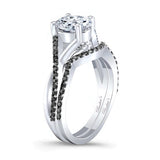 One Carat Oval Moissanite Black Diamond Accent Bridal Set