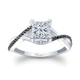 One Carat Princess Cut Moissanite Black Diamond Accent Ring