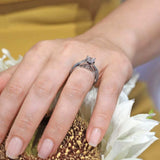 One Carat Princess Cut Moissanite Blue Diamond Accent Bridal Set