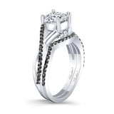 One Carat Princess Cut Moissanite Black Diamond Accent Bridal Set