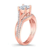 One Carat Princess Cut Diamond Bridal Set