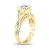 One Carat Princess Cut Diamond Bridal Set
