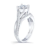 One Carat Princess Cut Diamond Bridal Set