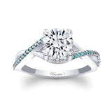 One Carat Moissanite Blue Diamond Accent Ring