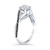 One Carat Moissanite Black Diamond Accent Ring