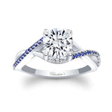 One Carat Moissanite Blue Sapphire Accent Ring