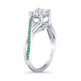 One Carat Moissanite Emerald Accent Ring