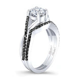One Carat Moissanite Black Diamond Accent Bridal Set