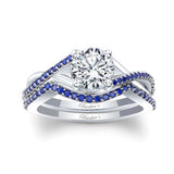 One Carat Moissanite Blue Sapphire Accent Bridal Set