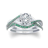One Carat Moissanite Emerald Accent Bridal Set