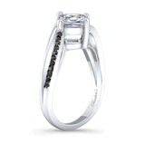 Princess Cut Moissanite Black Diamond Accent Engagement Ring