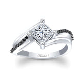 Princess Cut Moissanite Black Diamond Accent Engagement Ring