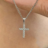 Lab Diamond Dainty Cross Necklace