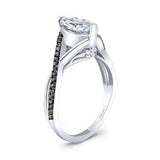 1 Carat Marquise Black Diamond Accent Moissanite Ring