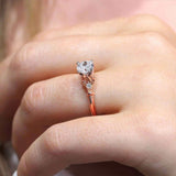 Petite Leaf Moissanite Engagement Ring