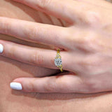 Petite Leaf Moissanite Engagement Ring