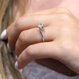 Petite Leaf Moissanite Engagement Ring