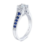Moissanite Vintage Ring With Blue Sapphires