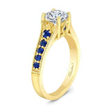 Moissanite Vintage Ring With Blue Sapphires