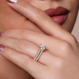 Diamond Halo Wedding Set