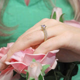 Moissanite Halo Wedding Set