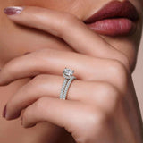 Diamond Halo Wedding Set