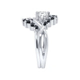 Unique Wedding Set With Black Diamond Accents