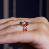 Unique Wedding Set With Black Diamond Accents