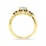 Unique Wedding Set With Black Diamond Accents