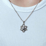 Moissanite Silver Flower Necklace