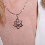 Moissanite Silver Flower Necklace