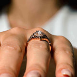 Marquise Cut Moissanite Wedding Set With 2 Black Diamond Bands