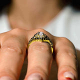 Marquise Cut Moissanite Wedding Set With 2 Black Diamond Bands