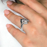 Marquise Cut Diamond Wedding Set With Black Diamonds