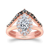 Marquise Cut Diamond Wedding Set With Black Diamonds